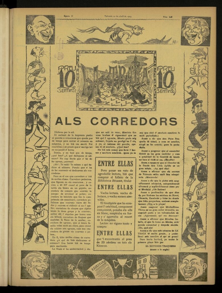 Miniatura de La Traca : semanari bilingüe festiu y lliterari de 24 de abril de 1923, nº 608