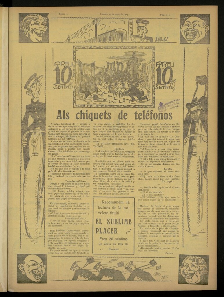 Miniatura de La Traca : semanari bilingüe festiu y lliterari de 19 de mayo de 1923, nº 612