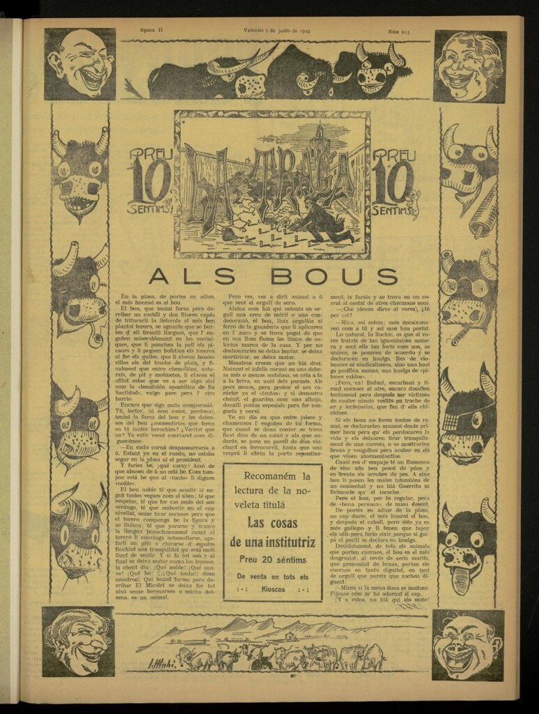 Miniatura de La Traca : semanari bilingüe festiu y lliterari de 9 de junio de 1923, nº 615