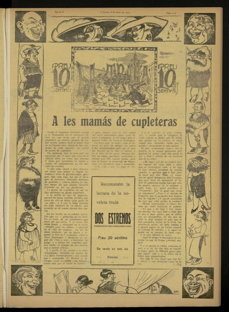 Miniatura de La Traca : semanari bilingüe festiu y lliterari de 16 de junio de 1923, nº 616