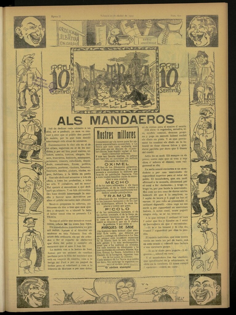 Miniatura de La Traca : semanari bilingüe festiu y lliterari de 21 de julio de 1923, nº 621