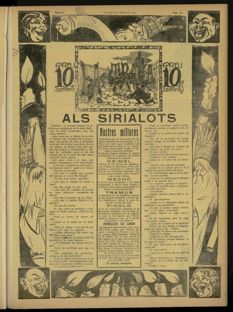 Miniatura de La Traca : semanari bilingüe festiu y lliterari de 28 de julio de 1923, nº 622