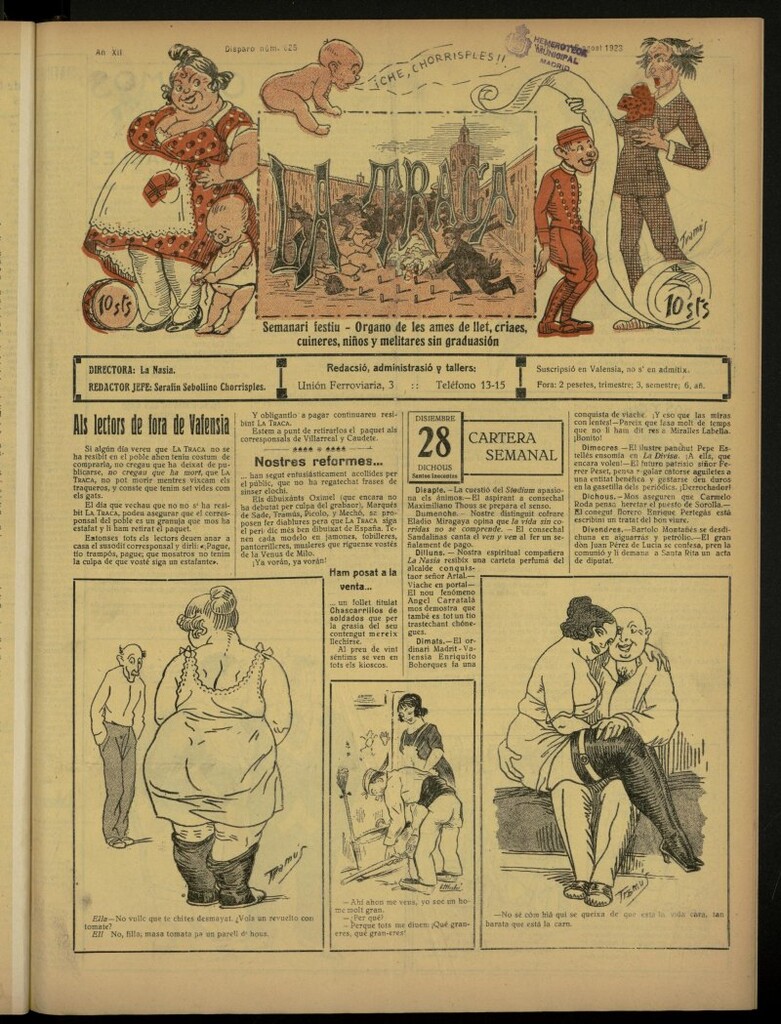 Miniatura de La Traca : semanari bilingüe festiu y lliterari de 18 de agosto de 1923, nº 625