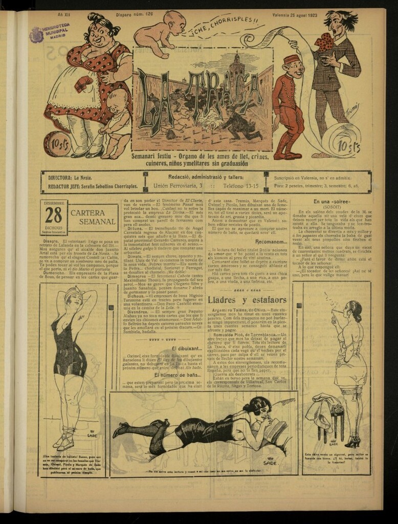 Miniatura de La Traca : semanari bilingüe festiu y lliterari de 25 de agosto de 1923, nº 626