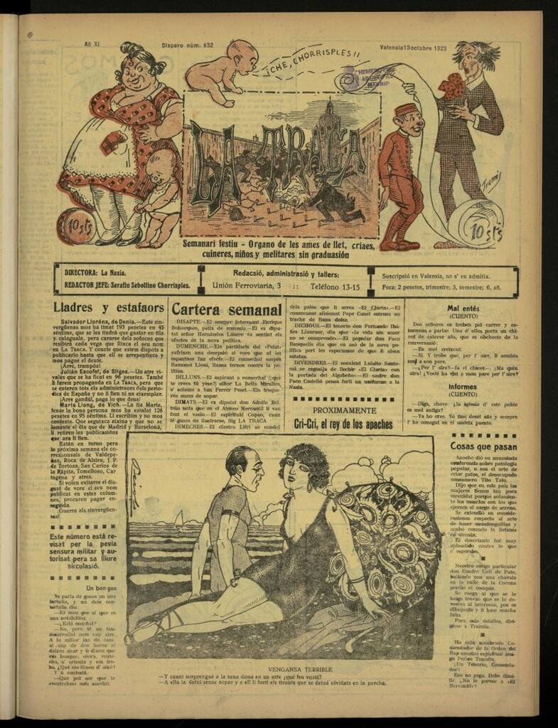 Miniatura de La Traca : semanari bilingüe festiu y lliterari del 13 de octubre de 1923, nº 632