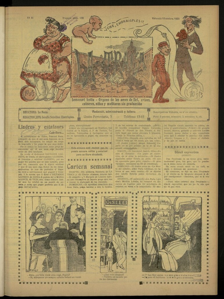 Miniatura de La Traca : semanari bilingüe festiu y lliterari de 10 de noviembre de 1923, nº 635