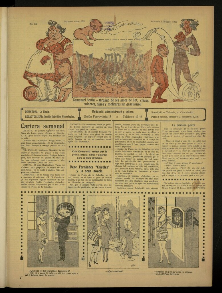 Miniatura de La Traca : semanari bilingüe festiu y lliterari de de 1 de diciembre de 1923, nº 638