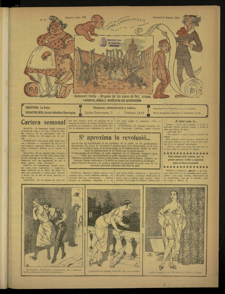 Miniatura de La Traca : semanari bilingüe festiu y lliterari de de 8 de diciembre de 1923, nº 639