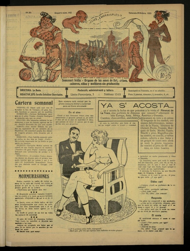 Miniatura de La Traca : semanari bilingüe festiu y lliterari de 29 de diciembre de 1923, nº 642