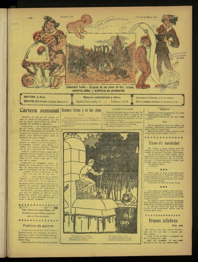 Miniatura de La Traca : semanari bilingüe festiu y lliterari de 22 de marzo de 1924, nº 653