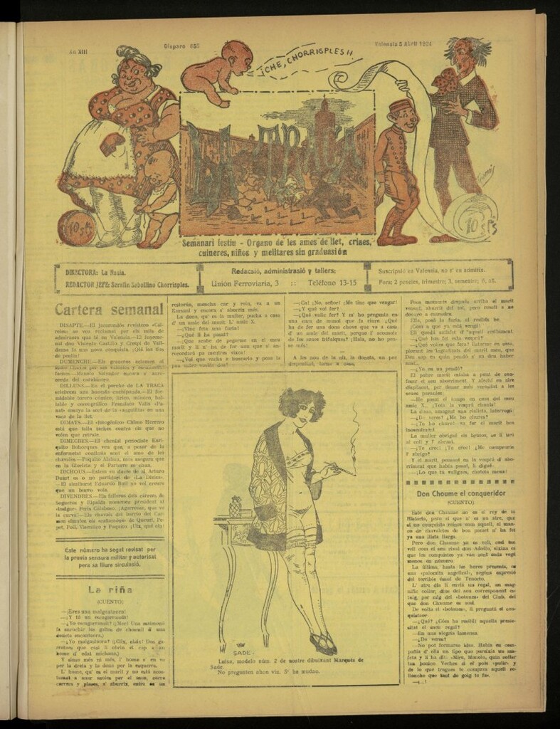 Miniatura de La Traca : semanari bilingüe festiu y lliterari de 5 de abril de 1924, nº 655