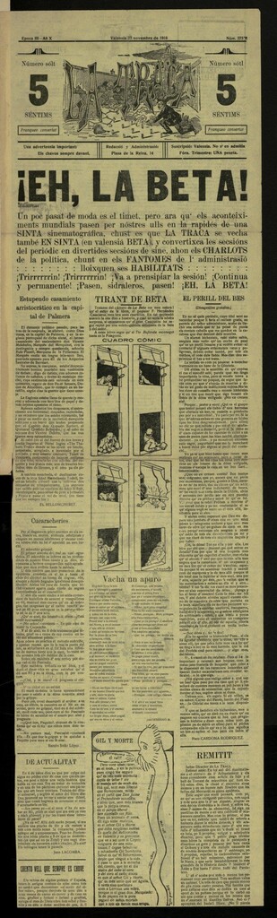 Miniatura de La Traca : semanari bilingüe festiu y lliterari, de 23 de noviembre de 1918, nº 373