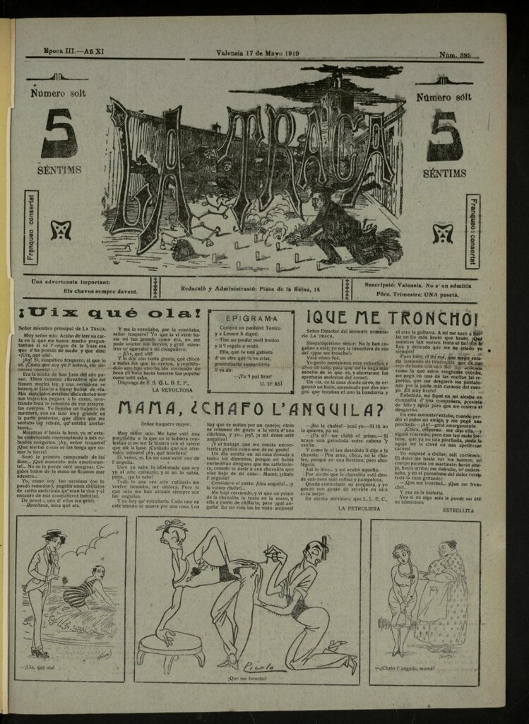 Miniatura de La Traca : semanari bilingüe festiu y lliterari, de 17 de mayo de 1919, nº 395