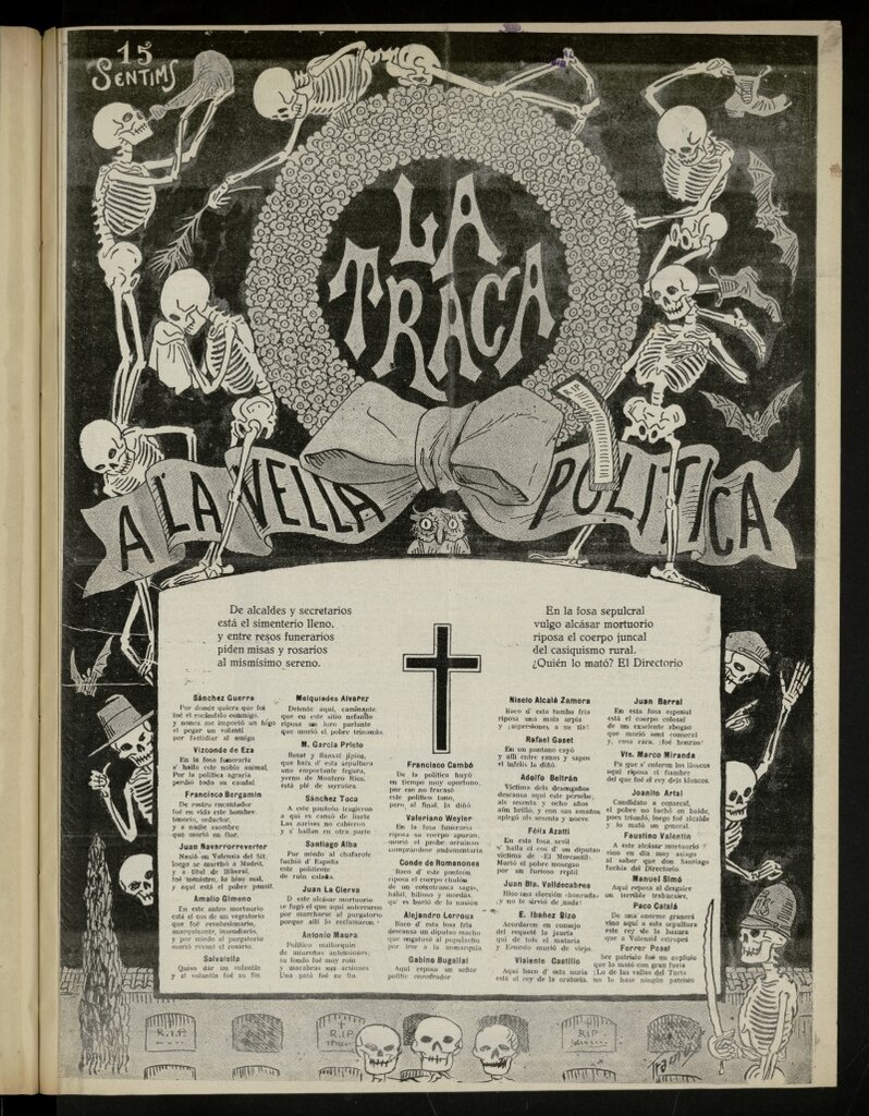 Miniatura de La Traca : semanari bilingüe festiu y lliterari, nº extraordinário, a la política