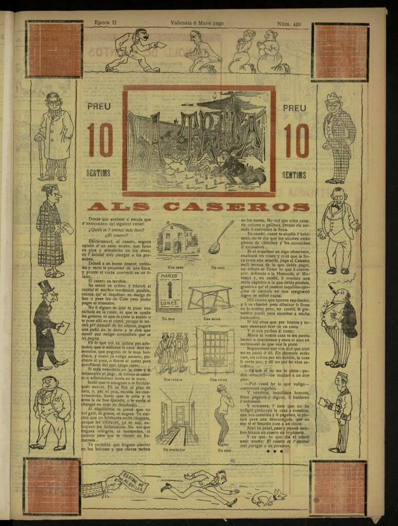 Miniatura de La Traca : semanari bilingüe festiu y lliterari, de 6 de marzo de 1920, nº 429
