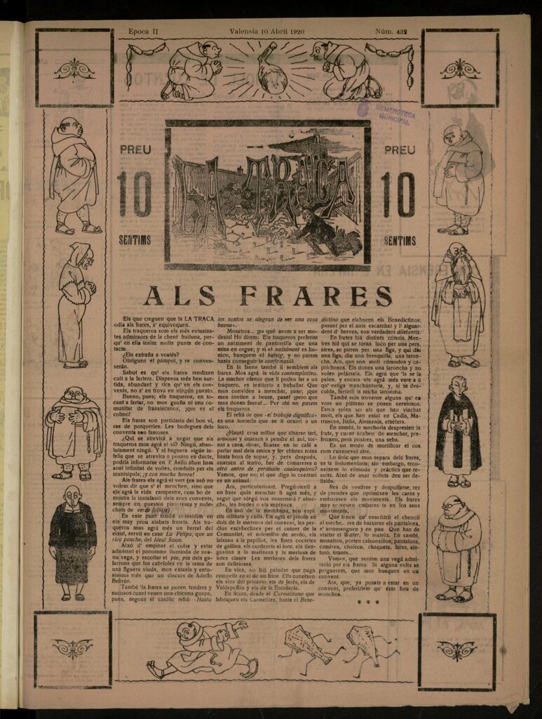 Miniatura de La Traca : semanari bilingüe festiu y lliterari, de 10 de abril de 1920, nº 432