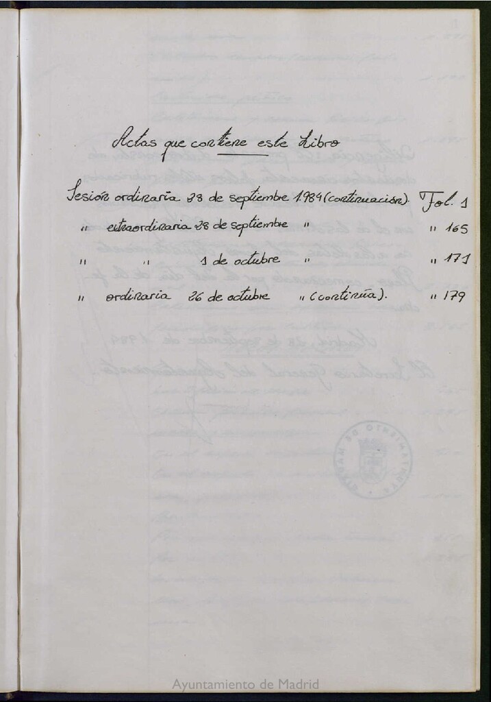 Miniatura de Actas de acuerdos del Pleno del Ayuntamiento. Tomo 5 del año 1984 (28 septiembre a 26 octubre)