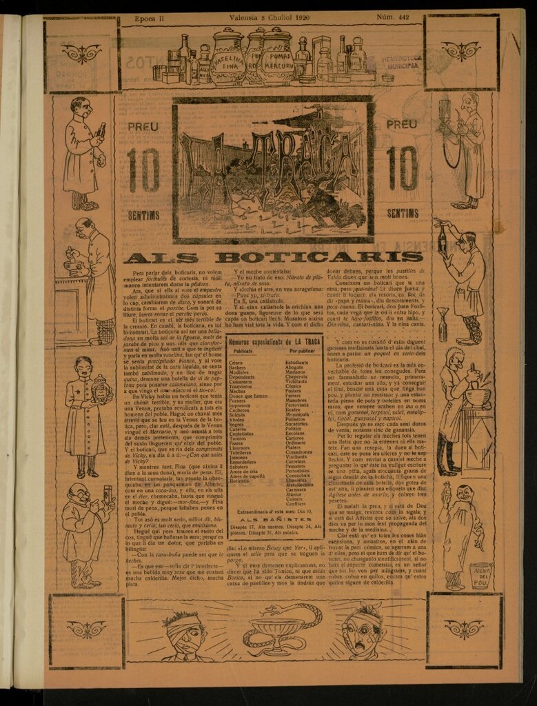 Miniatura de La Traca : semanari bilingüe festiu y lliterari, de 3 de julio de 1920, nº 442