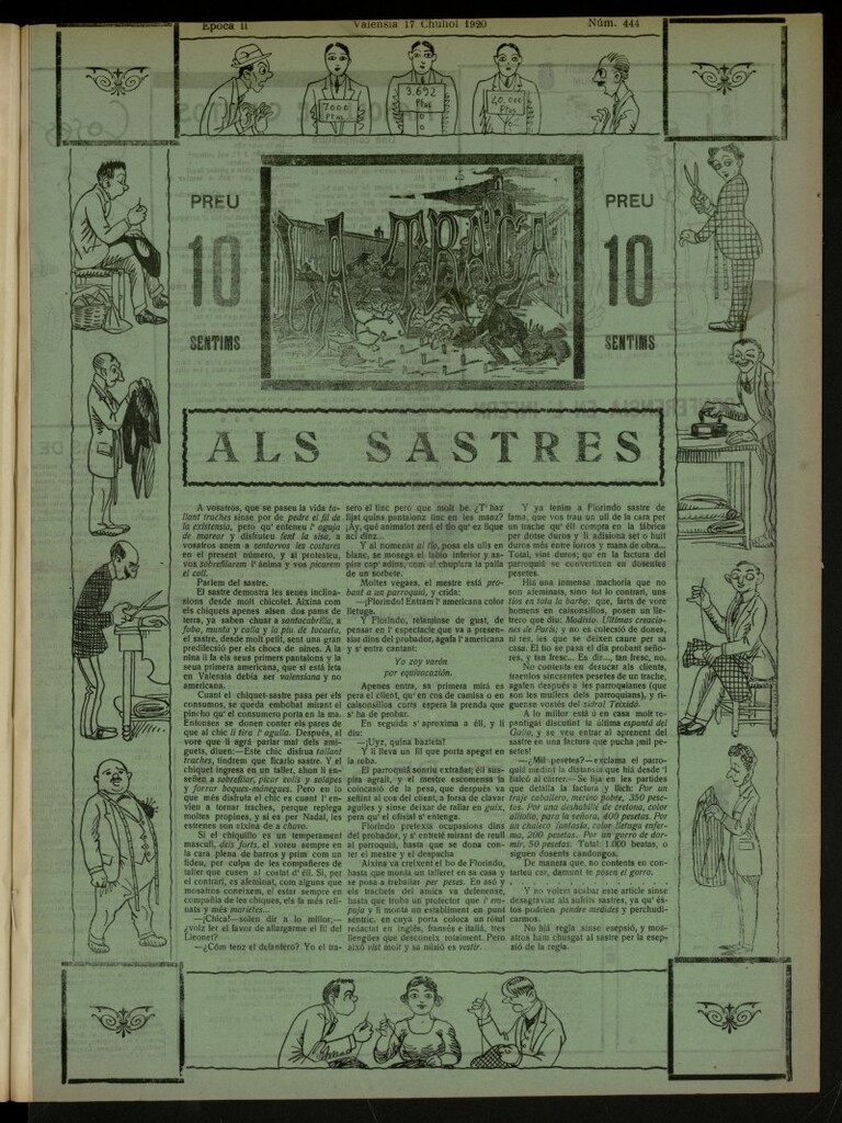 Miniatura de La Traca : semanari bilingüe festiu y lliterari, de 17 de julio de 1920, nº 444