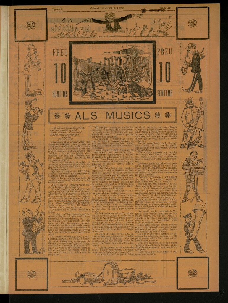 Miniatura de La Traca : semanari bilingüe festiu y lliterari, de 31 de julio de 1920, nº 446