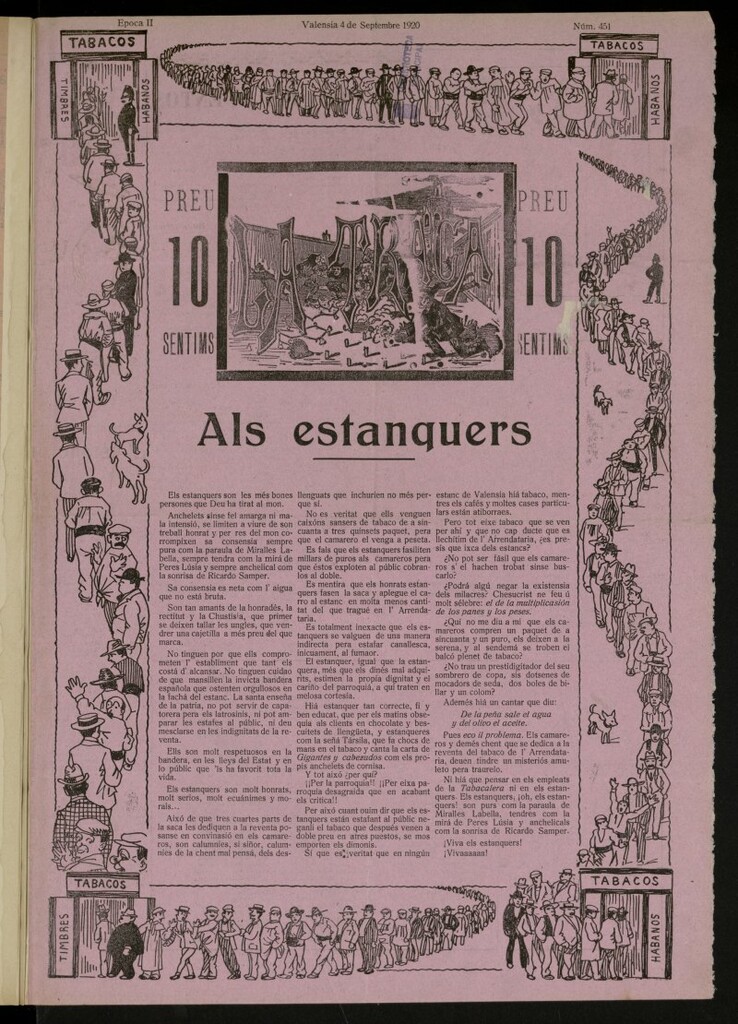 Miniatura de La Traca : semanari bilingüe festiu y lliterari, de 4 de septiembre de 1920, nº 451