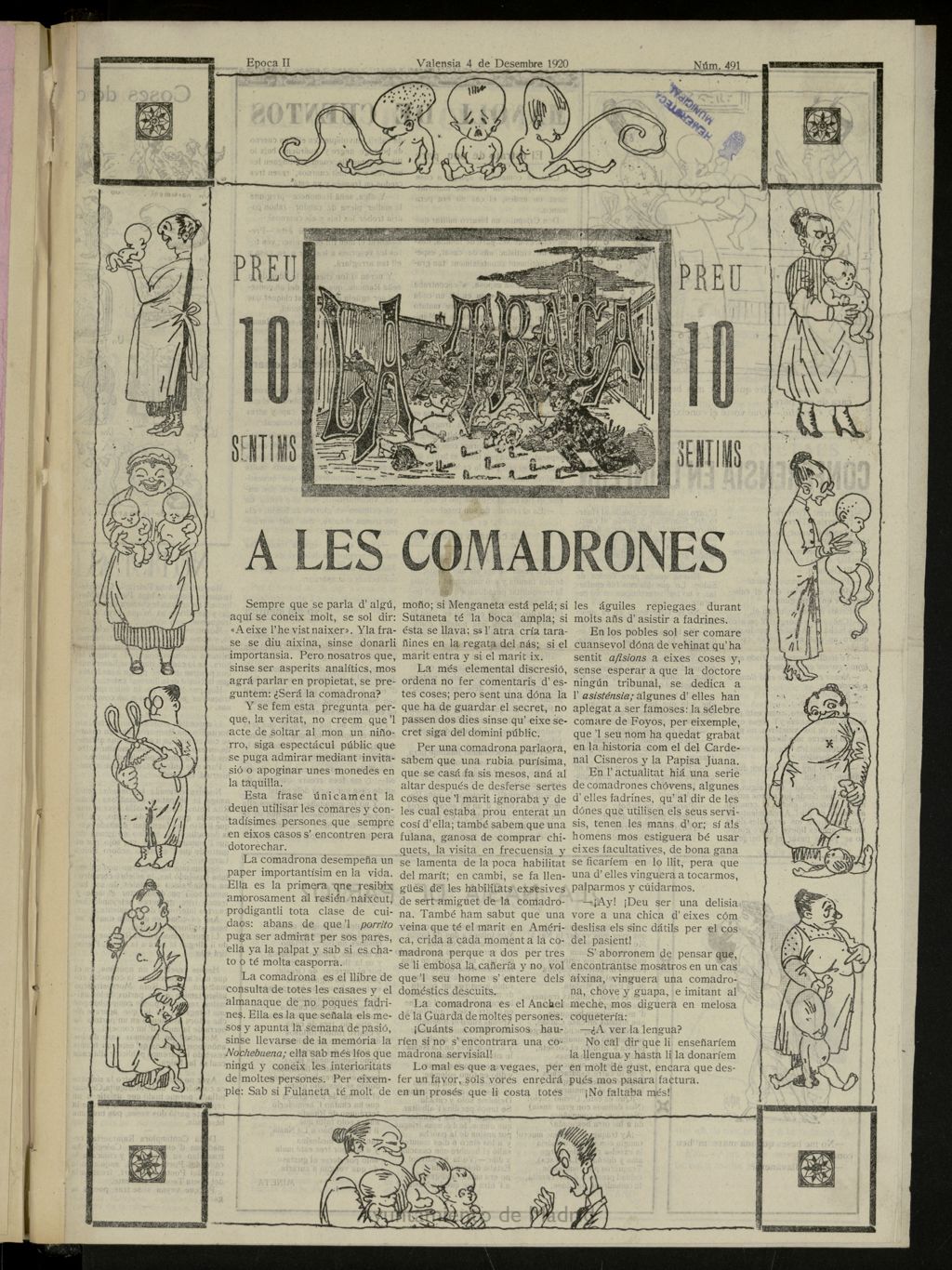 Miniatura de La Traca : semanari bilingüe festiu y lliterari, de 4 de diciembre de 1920, nº 491