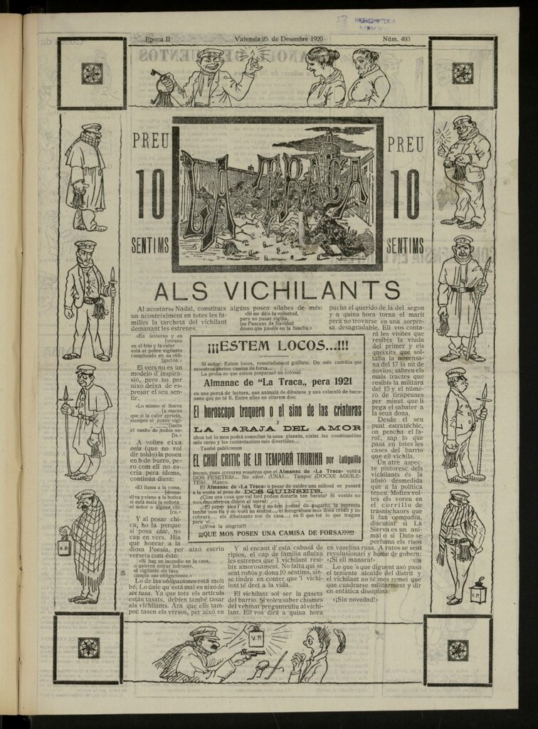 Miniatura de La Traca : semanari bilingüe festiu y lliterari, de 25 de diciembre de 1920, nº 493