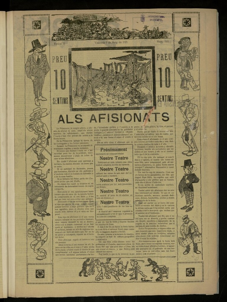 Miniatura de La Traca : semanari bilingüe festiu y lliterari, de 7 de mayo de 1921, nº 510