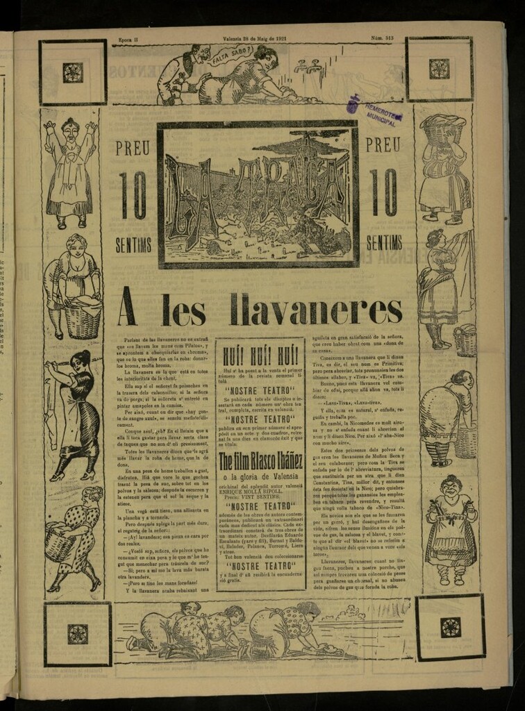 Miniatura de La Traca : semanari bilingüe festiu y lliterari, de 28 de mayo de 1921, nº 513