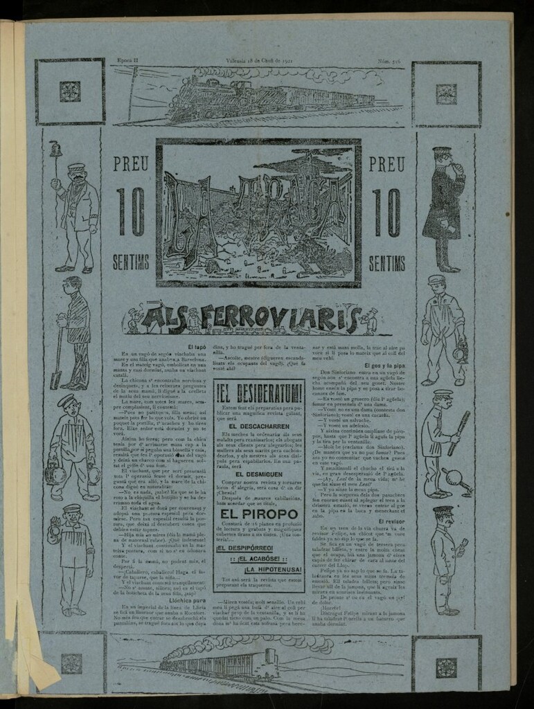 Miniatura de La Traca : semanari bilingüe festiu y lliterari, de 18 de junio de 1921, nº 516