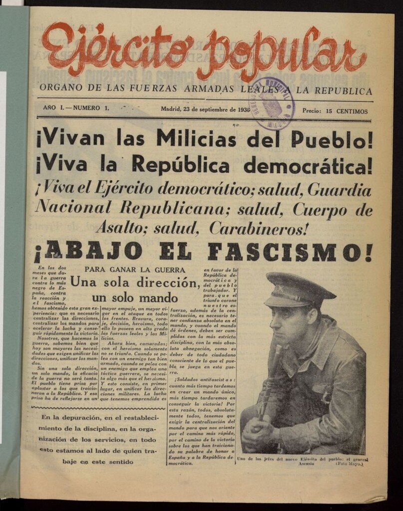 Miniatura de Ejército Popular: Órgano de las Fuerzas Armadas leales a la República