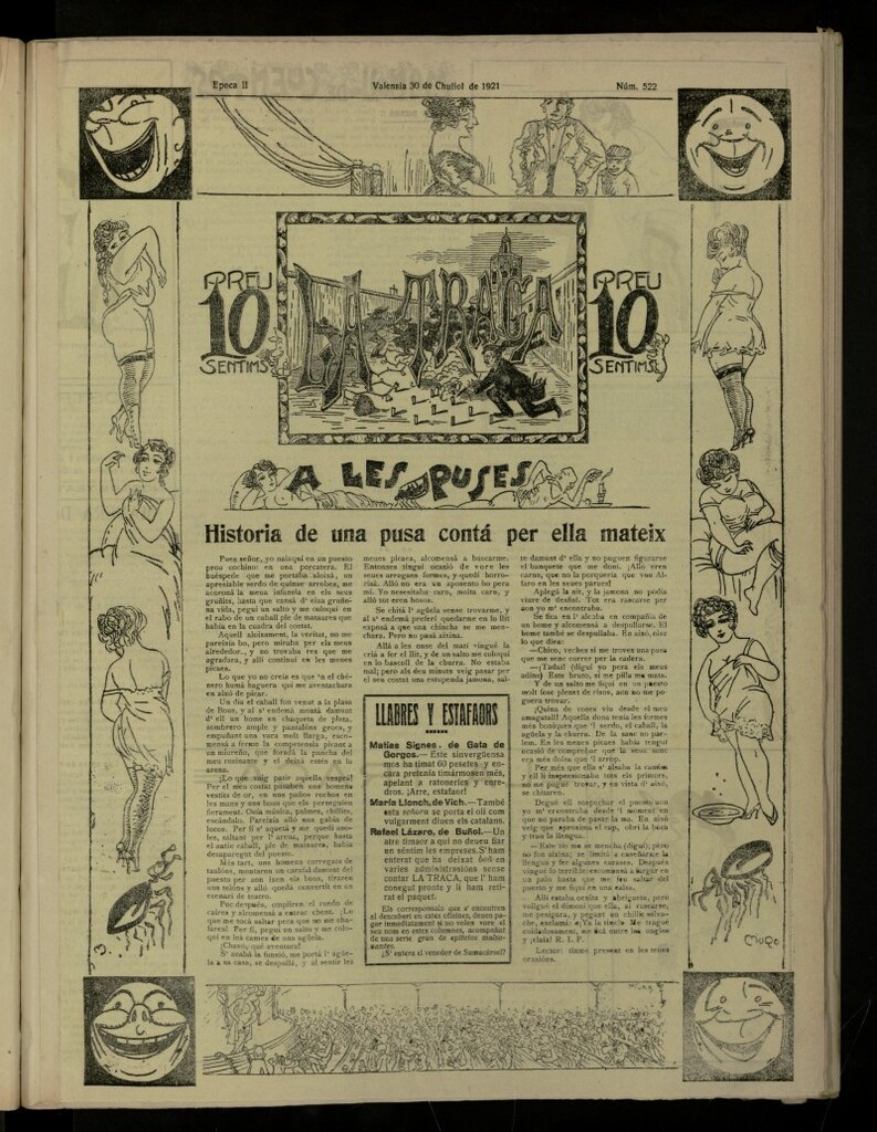 Miniatura de La Traca : semanari bilingüe festiu y lliterari, de 30 de julio de 1921, nº 522