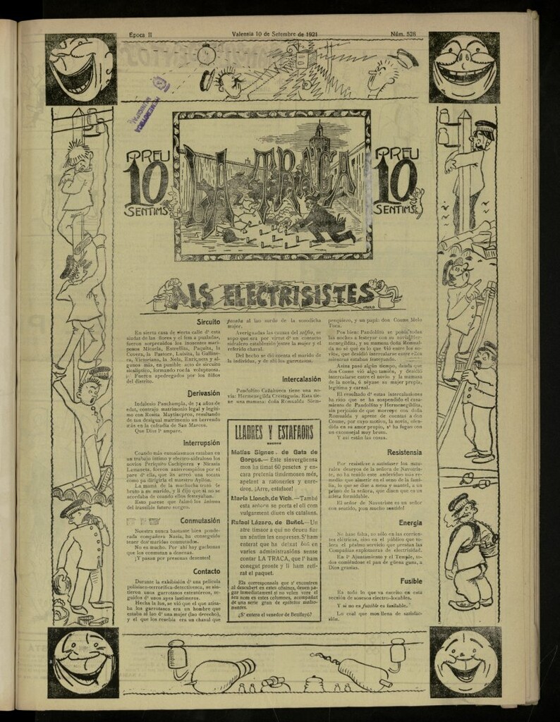 Miniatura de La Traca : semanari bilingüe festiu y lliterari, de 10 de septiembre de 1921, nº 528
