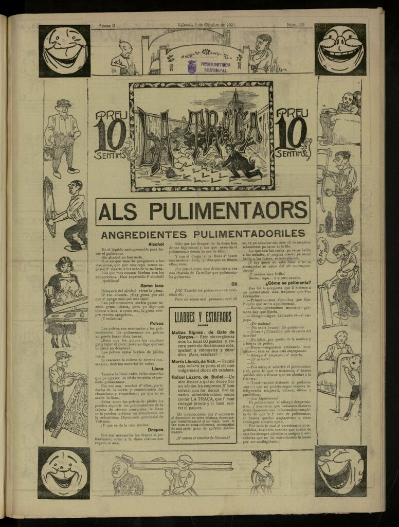 Miniatura de La Traca : semanari bilingüe festiu y lliterari, de 1 de octubre de 1921, nº 531