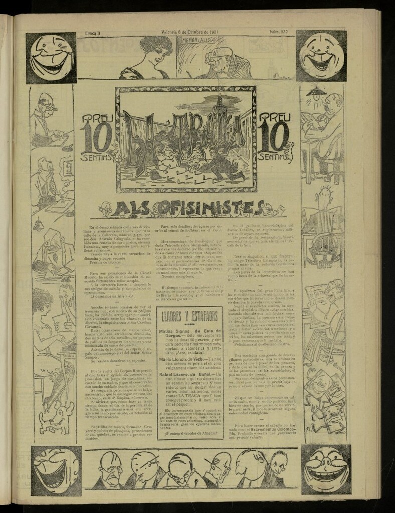 Miniatura de La Traca : semanari bilingüe festiu y lliterari, de 8 de octubre de 1921, nº 532