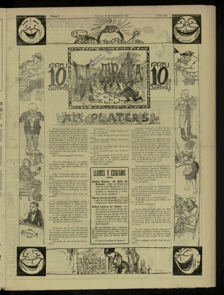 Miniatura de La Traca : semanari bilingüe festiu y lliterari, de 15 de octubre de 1921, nº 533