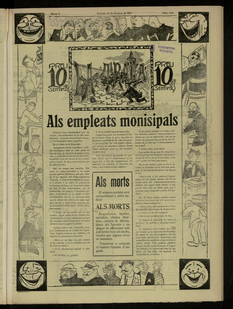 Miniatura de La Traca : semanari bilingüe festiu y lliterari, de 22 de octubre de 1921, nº 534