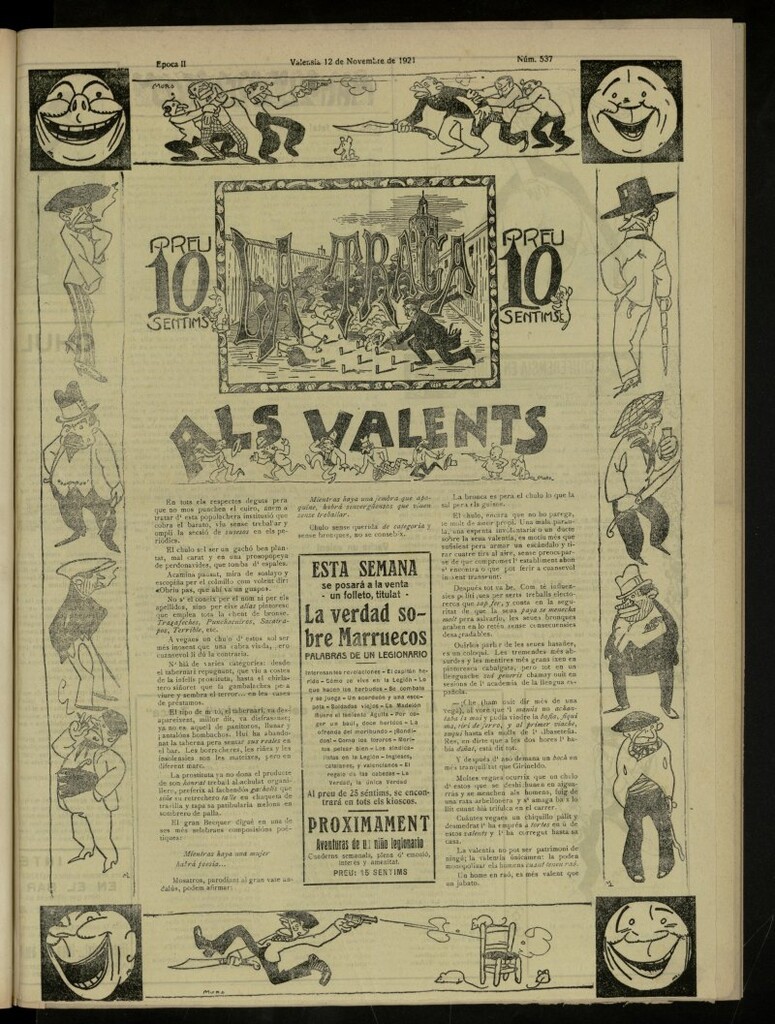 Miniatura de La Traca : semanari bilingüe festiu y lliterari, de 12 de noviembre de 1921, nº 537