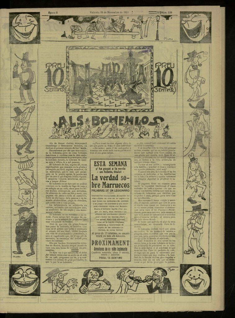 Miniatura de La Traca : semanari bilingüe festiu y lliterari, de 19 de noviembre de 1921, nº 538