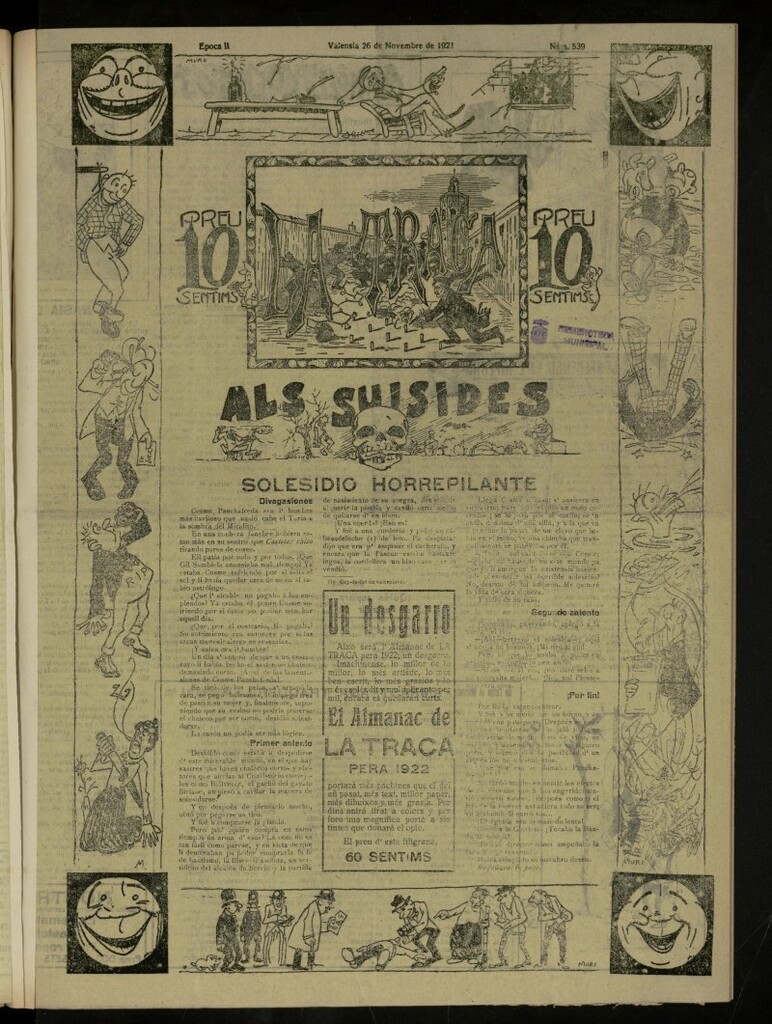 Miniatura de La Traca : semanari bilingüe festiu y lliterari, de 26 de noviembre de 1921, nº 539