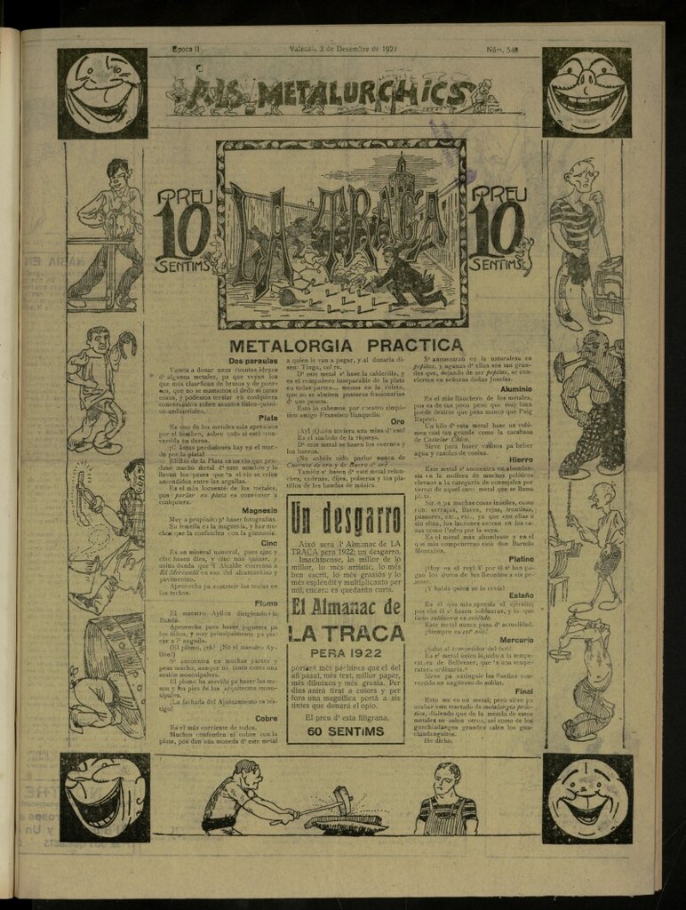 Miniatura de La Traca : semanari bilingüe festiu y lliterari , de 3 de diciembre de 1921, nº 540