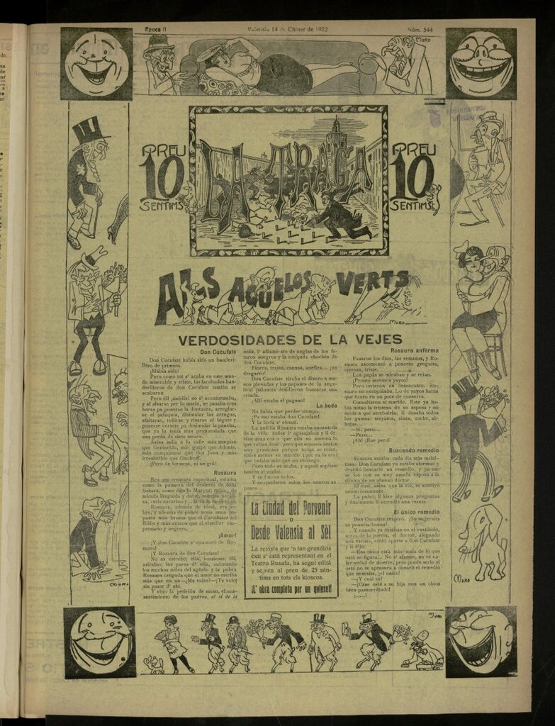 Miniatura de La Traca : semanari bilingüe festiu y lliterari, de 14 de enero de 1922, nº 544