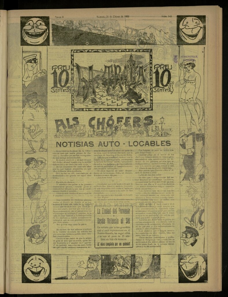 Miniatura de La Traca : semanari bilingüe festiu y lliterari, de 21 de enero de 1922, nº 545