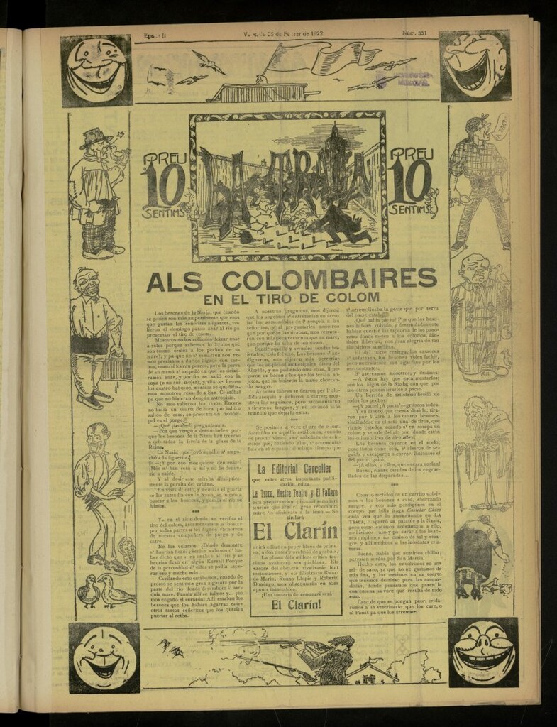 Miniatura de La Traca : semanari bilingüe festiu y lliterari, de 25 de febrero de 1922, nº 551