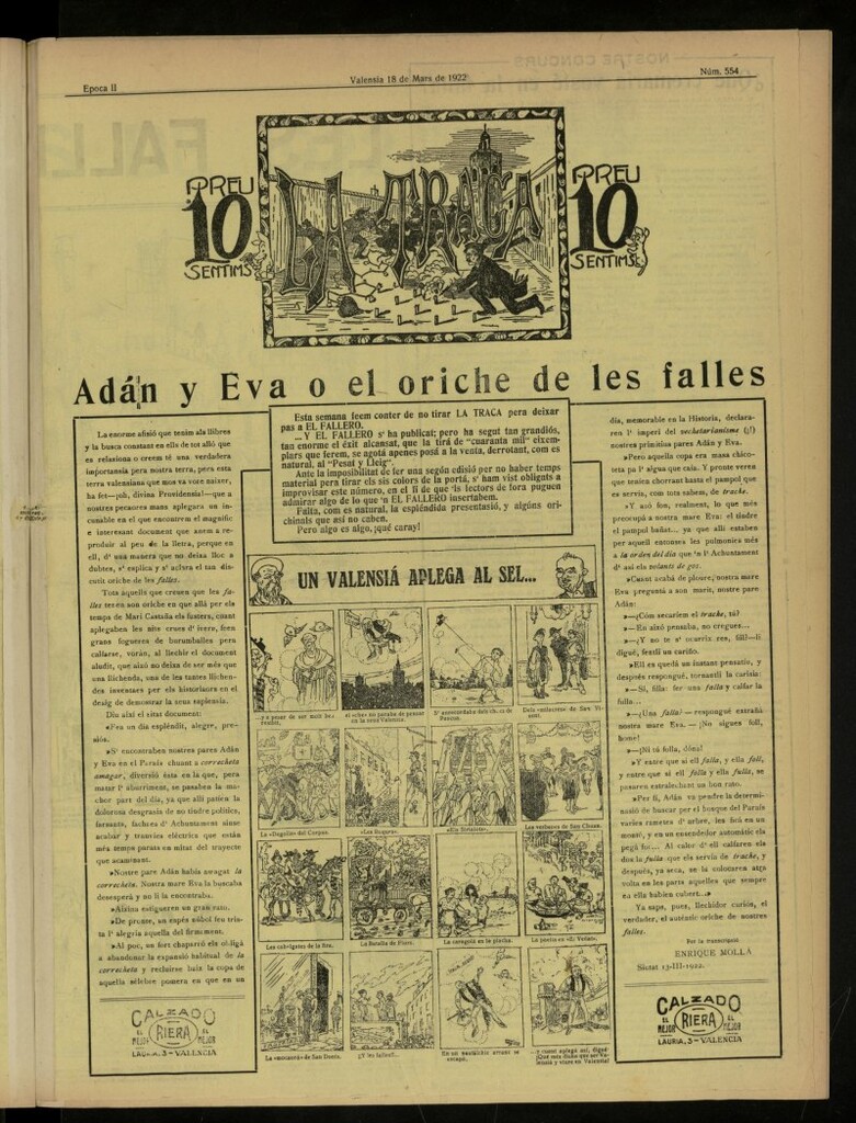 Miniatura de La Traca : semanari bilingüe festiu y lliterari, de 18 de marzo de 1922, nº 554