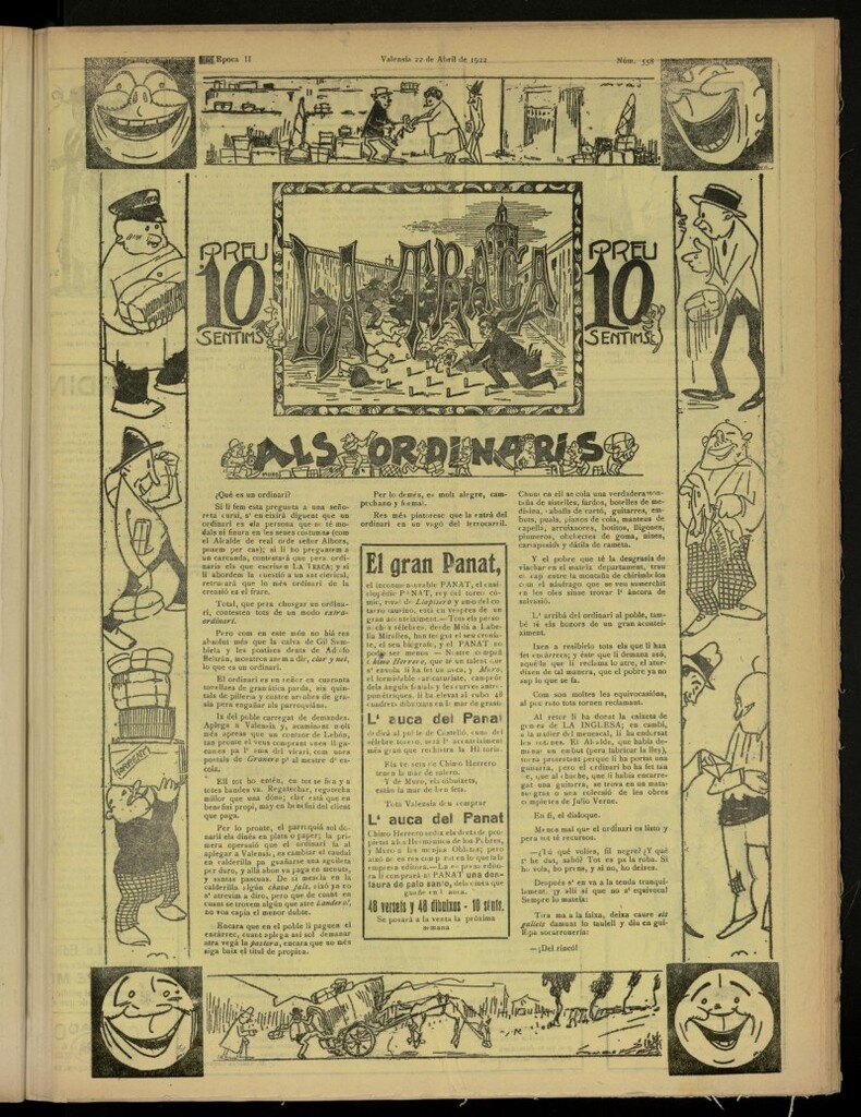 Miniatura de La Traca : semanari bilingüe festiu y lliterari, de 22 de abril de 1922, nº 558