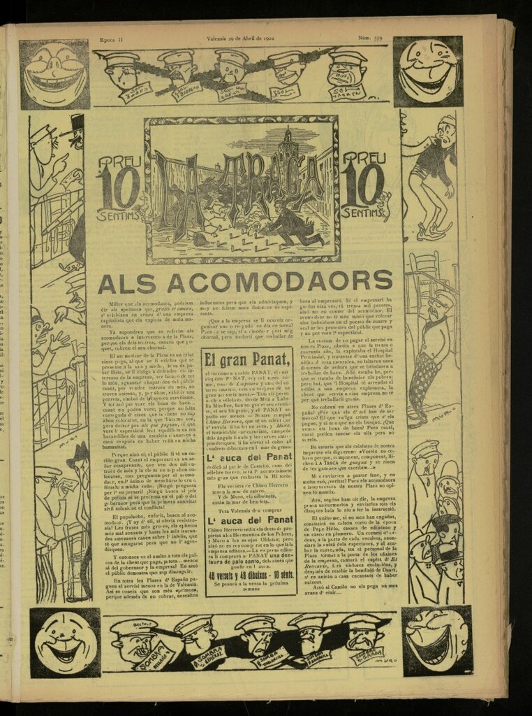 Miniatura de La Traca : semanari bilingüe festiu y lliterari, de 29 de abril de 1922, nº 559