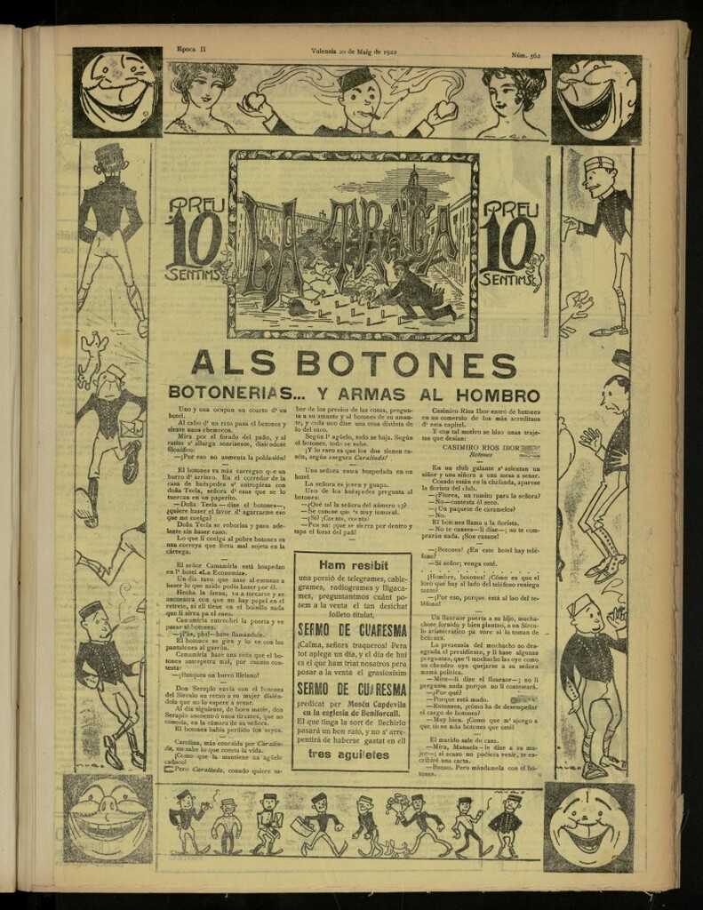 Miniatura de La Traca : semanari bilingüe festiu y lliterari, de 20 de mayo de 1922, nº 562