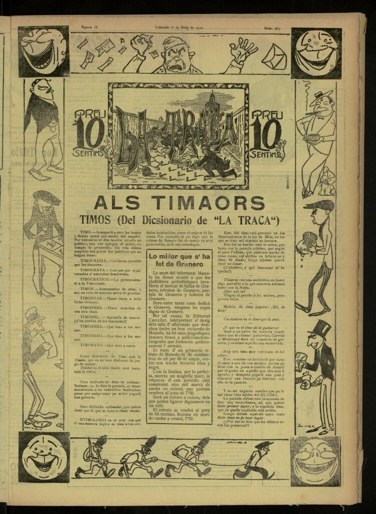 Miniatura de La Traca : semanari bilingüe festiu y lliterari, de 27 de mayo de 1922, nº 563