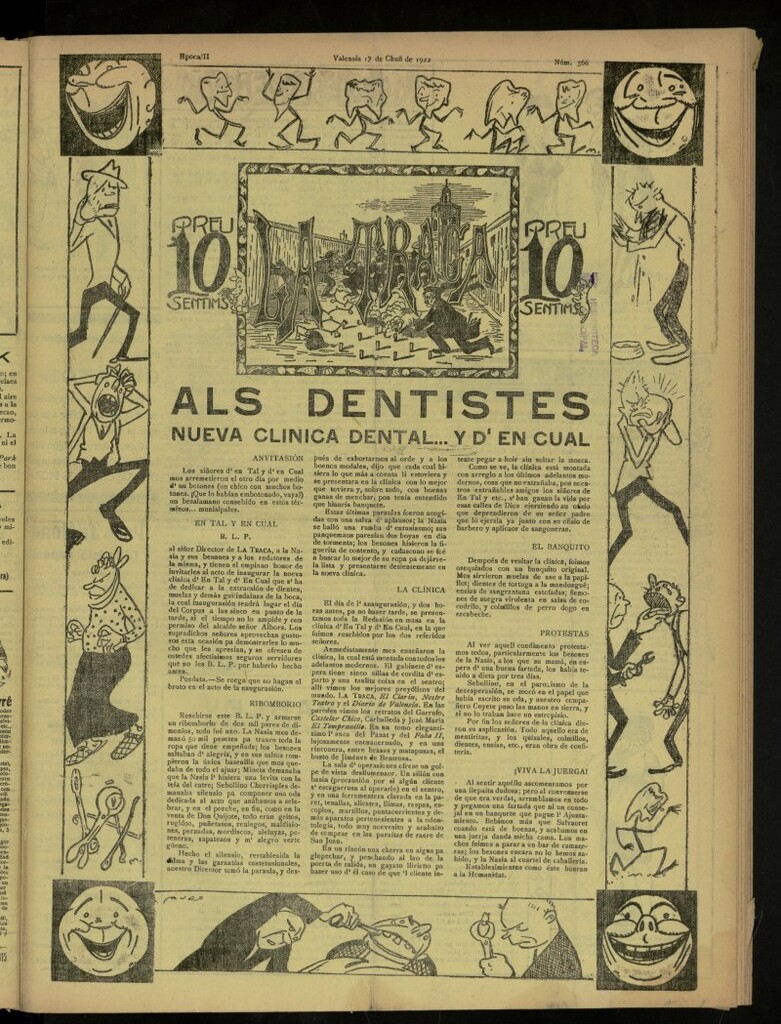 Miniatura de La Traca : semanari bilingüe festiu y lliterari, de 17 de junio de 1922, nº 566